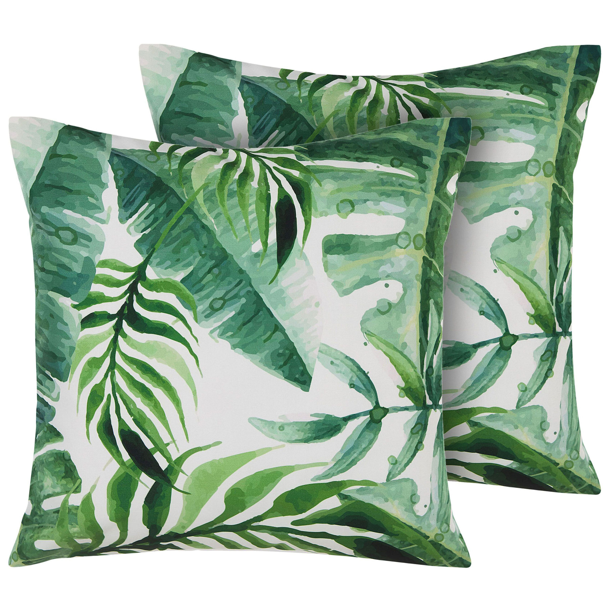 Set med 2 utomhusdynor PAVELLI Växtmotiv 45 x 45 cm Grön