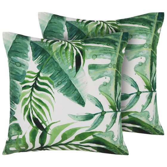 Set med 2 utomhusdynor PAVELLI Växtmotiv 45 x 45 cm Grön
