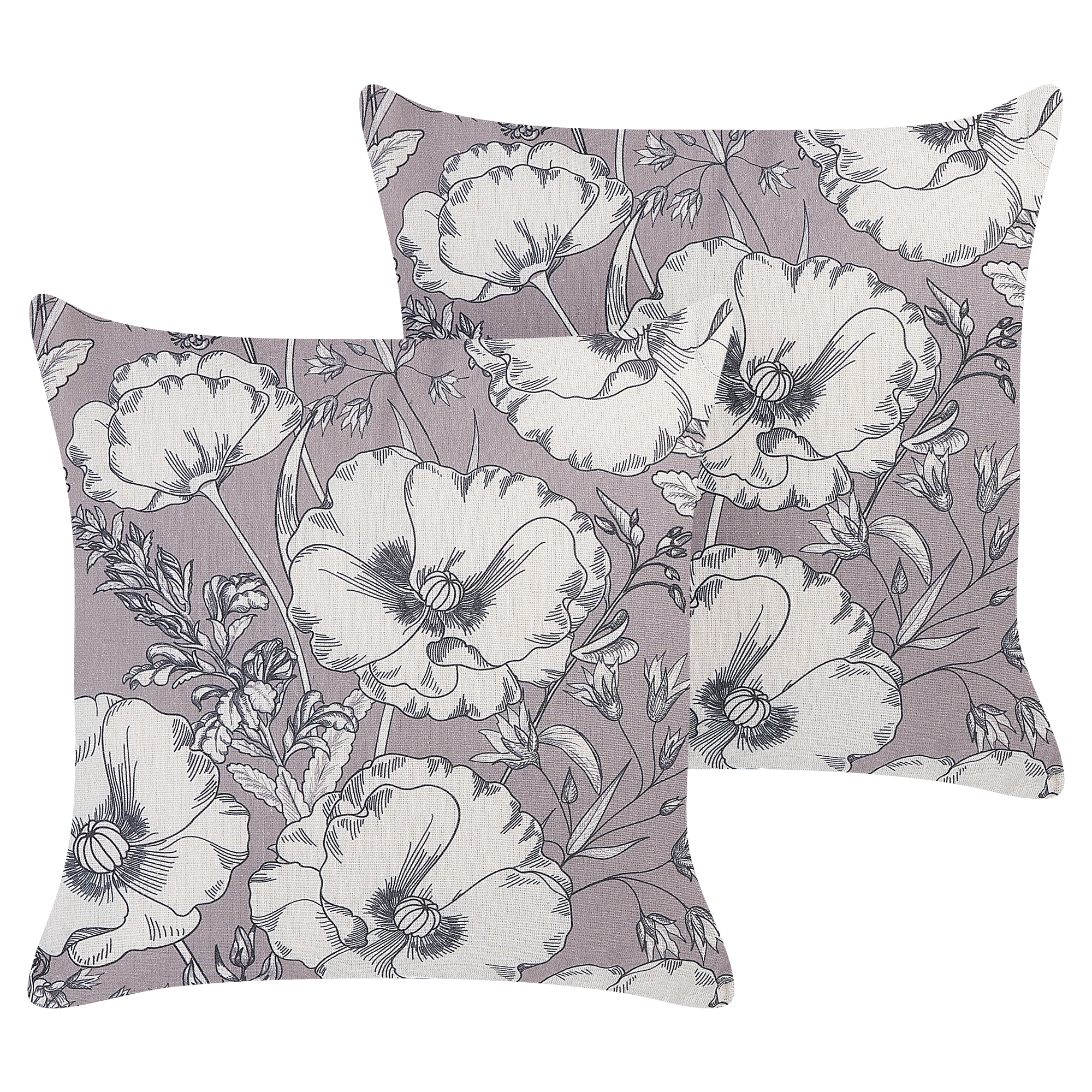 Set med 2 prydnadskuddar SOPHORA 45 x 45 cm Grå Blommigt tryck