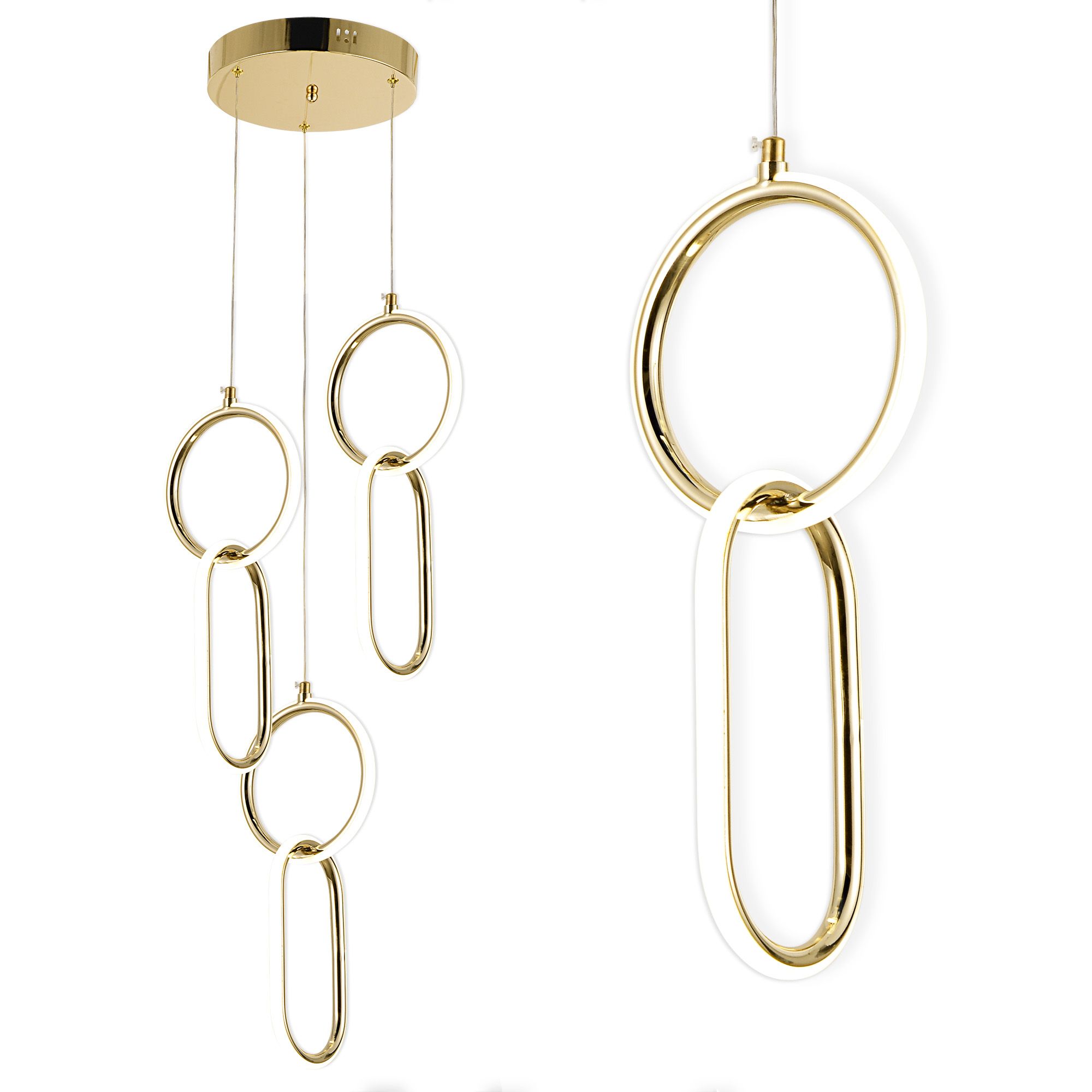 TOOLIGHT hängande taklampa G077-3CPR LED Guld 129,5x16,5x37cm