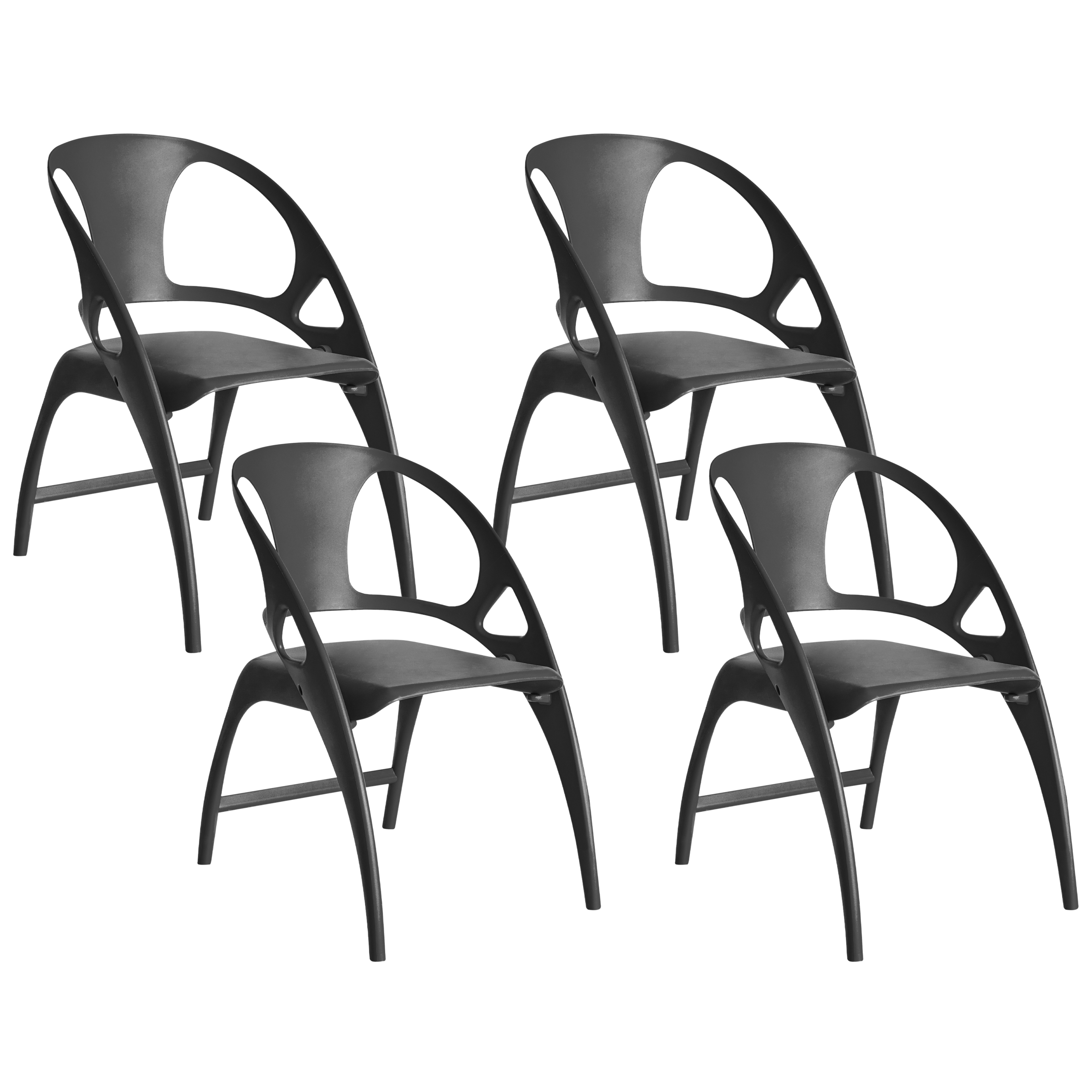 Set med 4 trädgårdsstolar NEMI Fällbar Svart