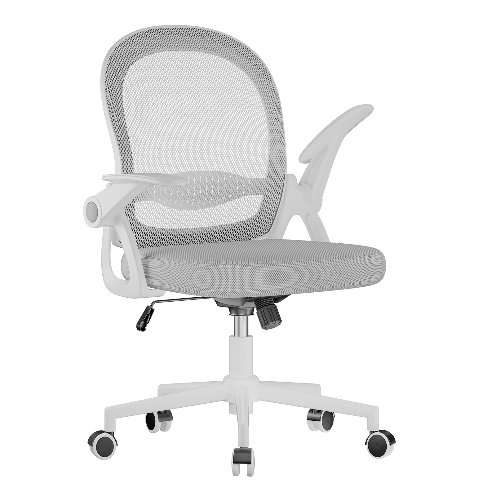 Toimistotuoli G ergonomisk nät tyg fällbara armstöd höjdjusterbar hem kontor vit grå