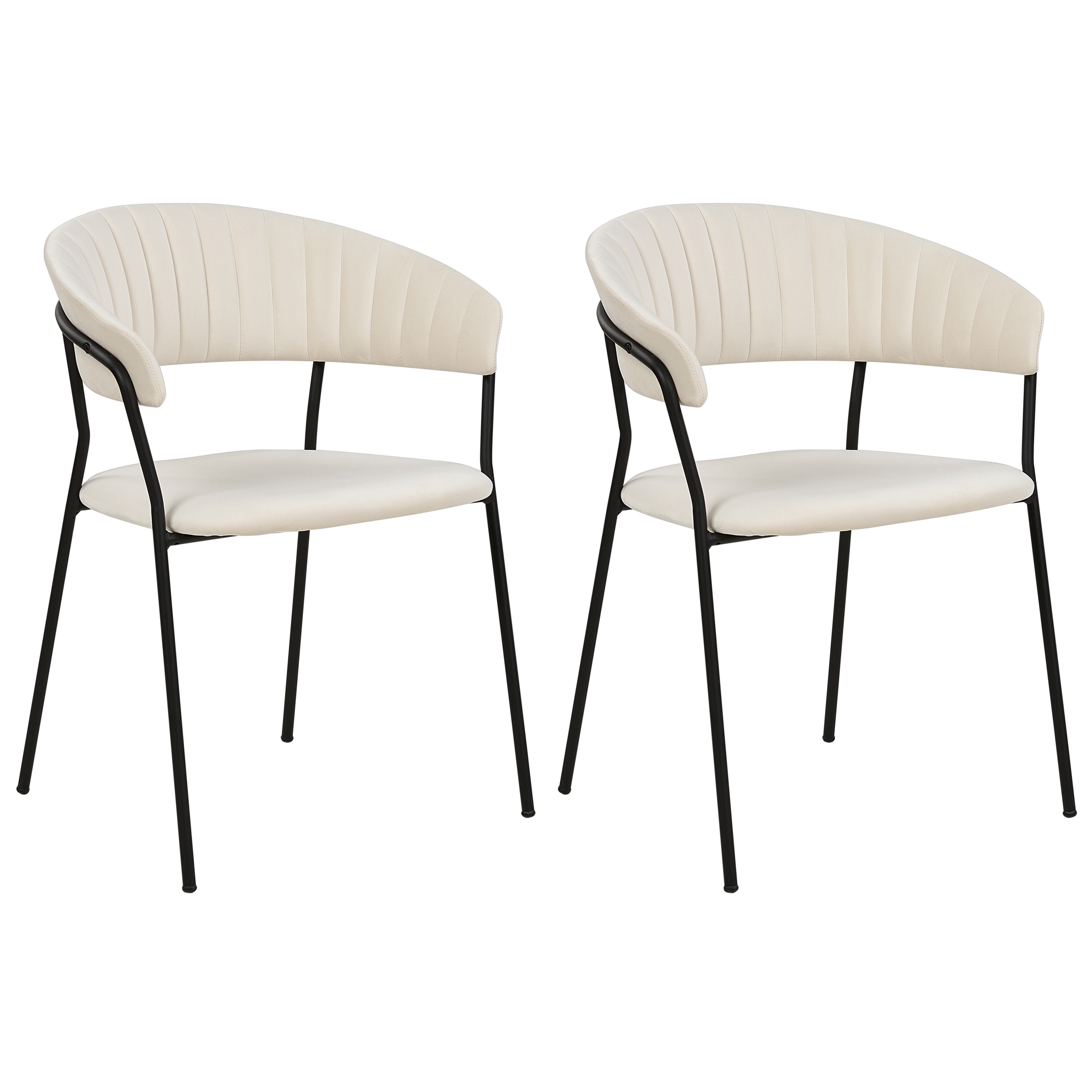Set med 2 matstolar MARIPOSA Sammet Off-White