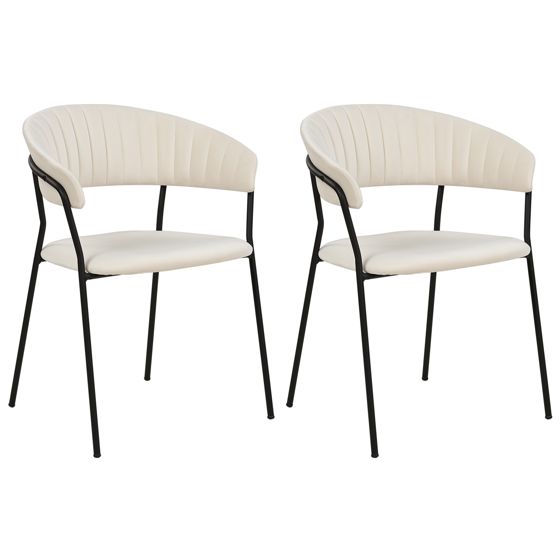 Set med 2 matstolar MARIPOSA Sammet Off-White