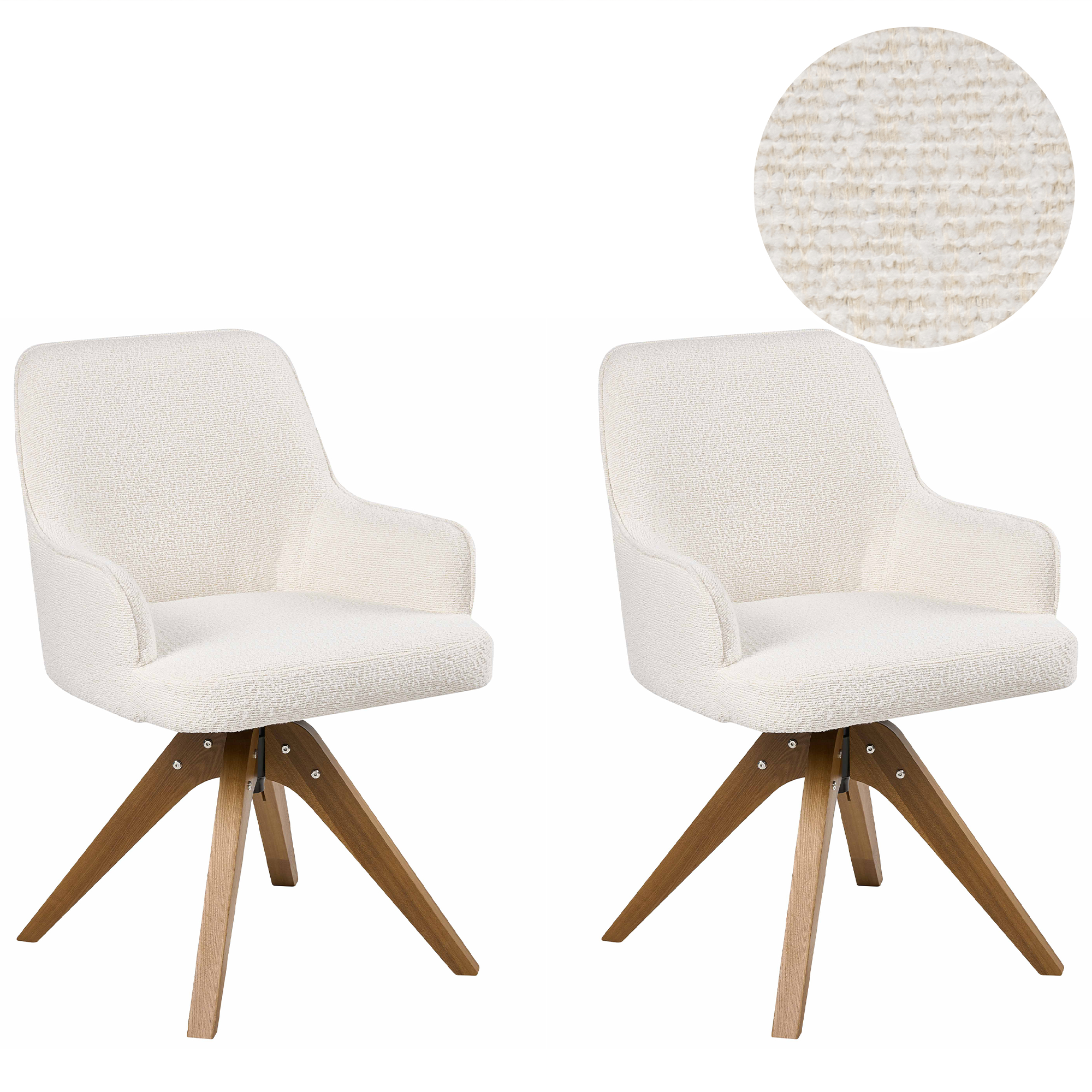 Set med 2 matstolar Vridbar SYLVANIA Bouclé Off-White