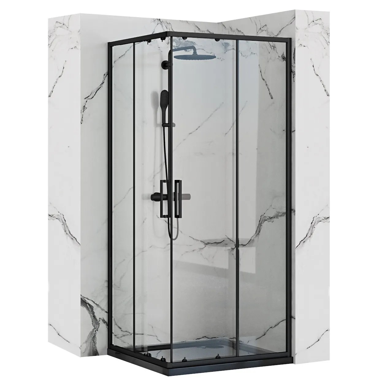 REA Duschkabin PUNTO 80X80 Svart, 80x80x190cm