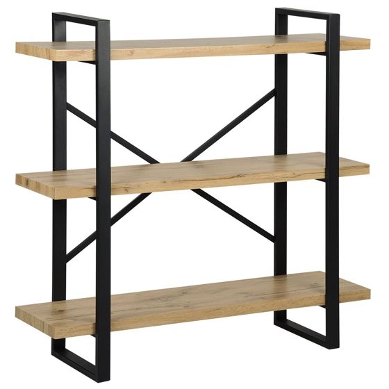 Hyllsystem med 3 hyllplan TIMBER 111 cm Ljusbrun