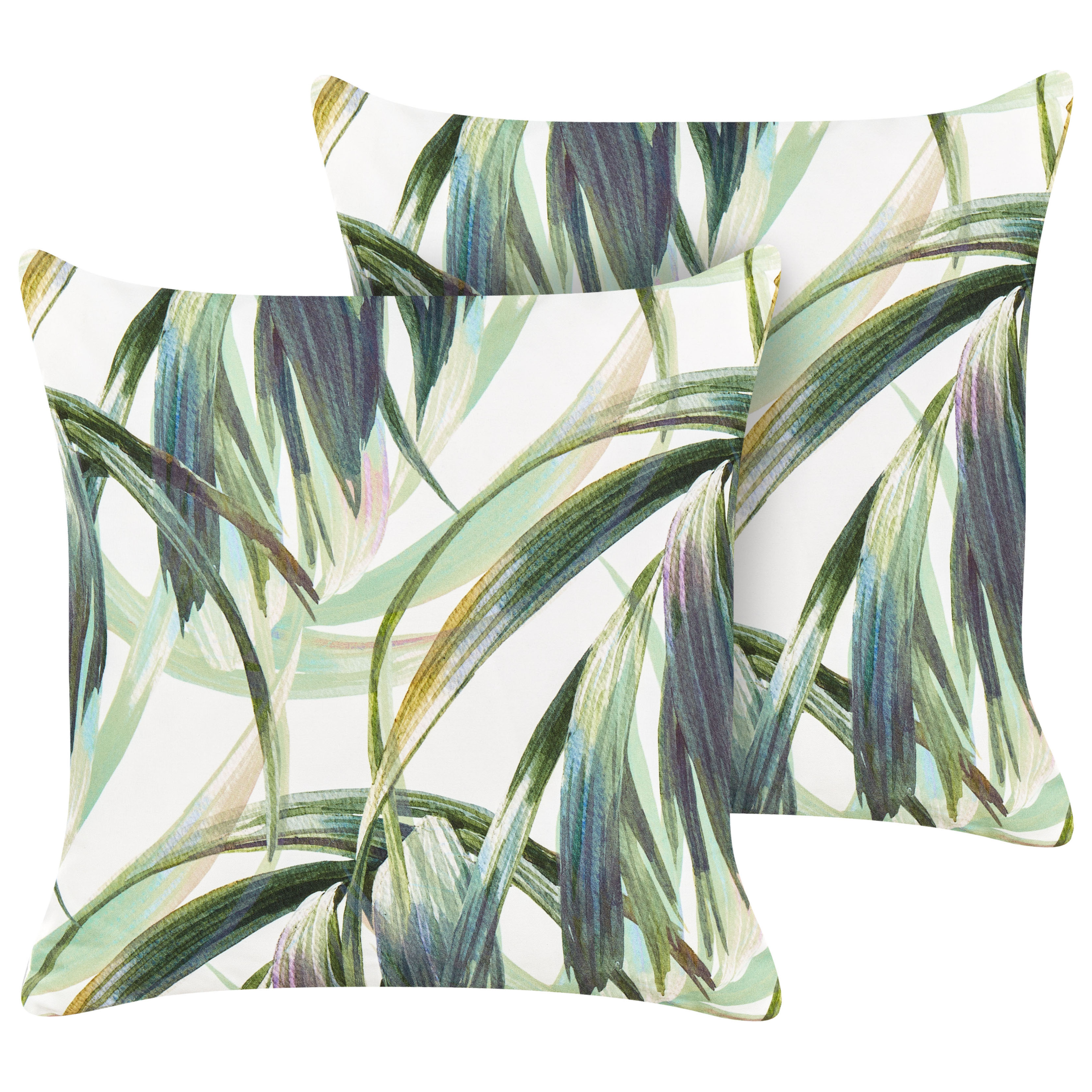 Set med 2 utomhusdynor CALDERINA Växtmotiv 45 x 45 cm Grön