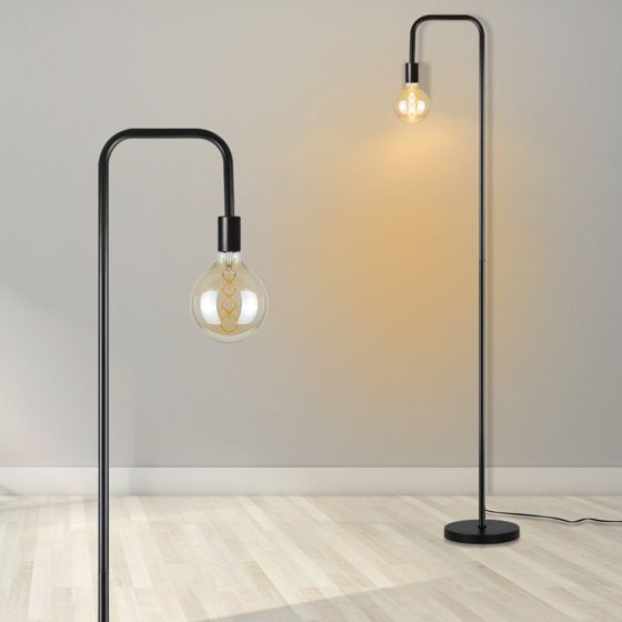 NETTLIFE golvlampa för vardagsrum vintage - golvlampa svart med fotpedal industriell metall E27 design - golvlampa vardagsrumslampa