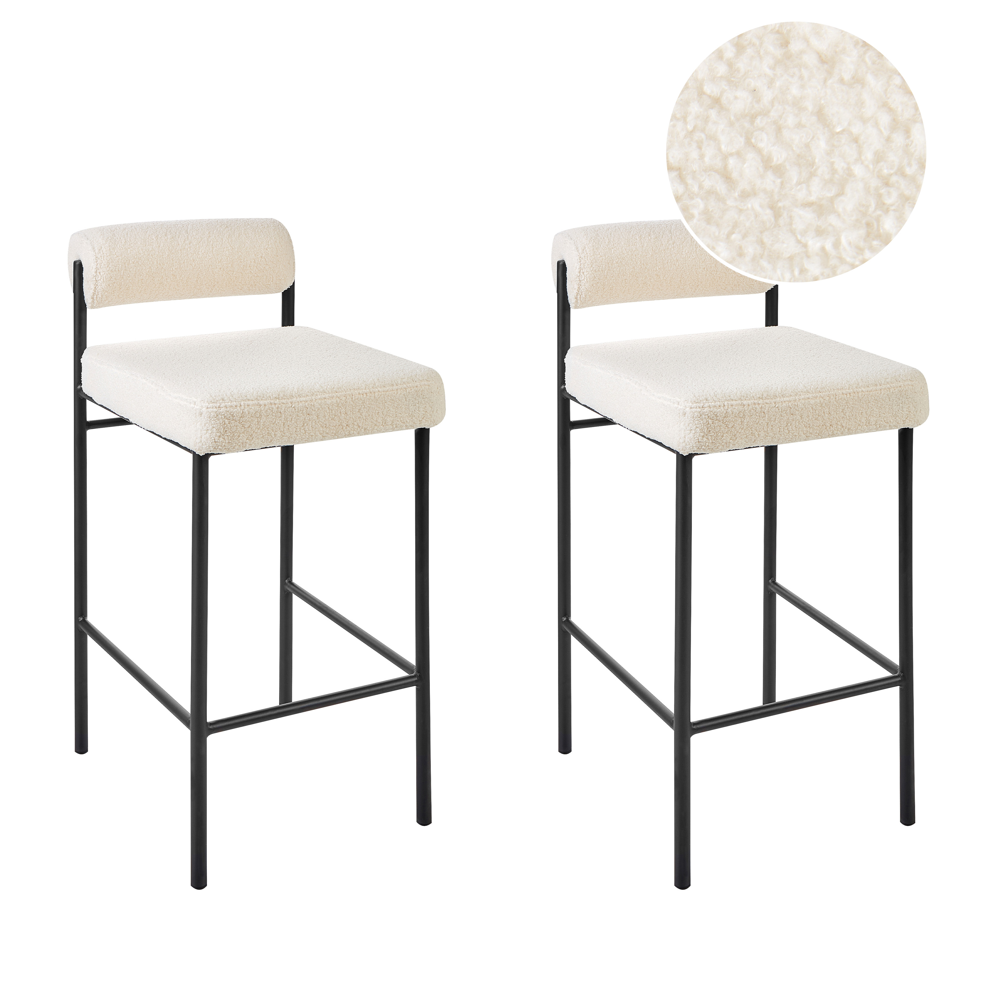 Set med 2 barstolar AMAYA Bouclé Off-White
