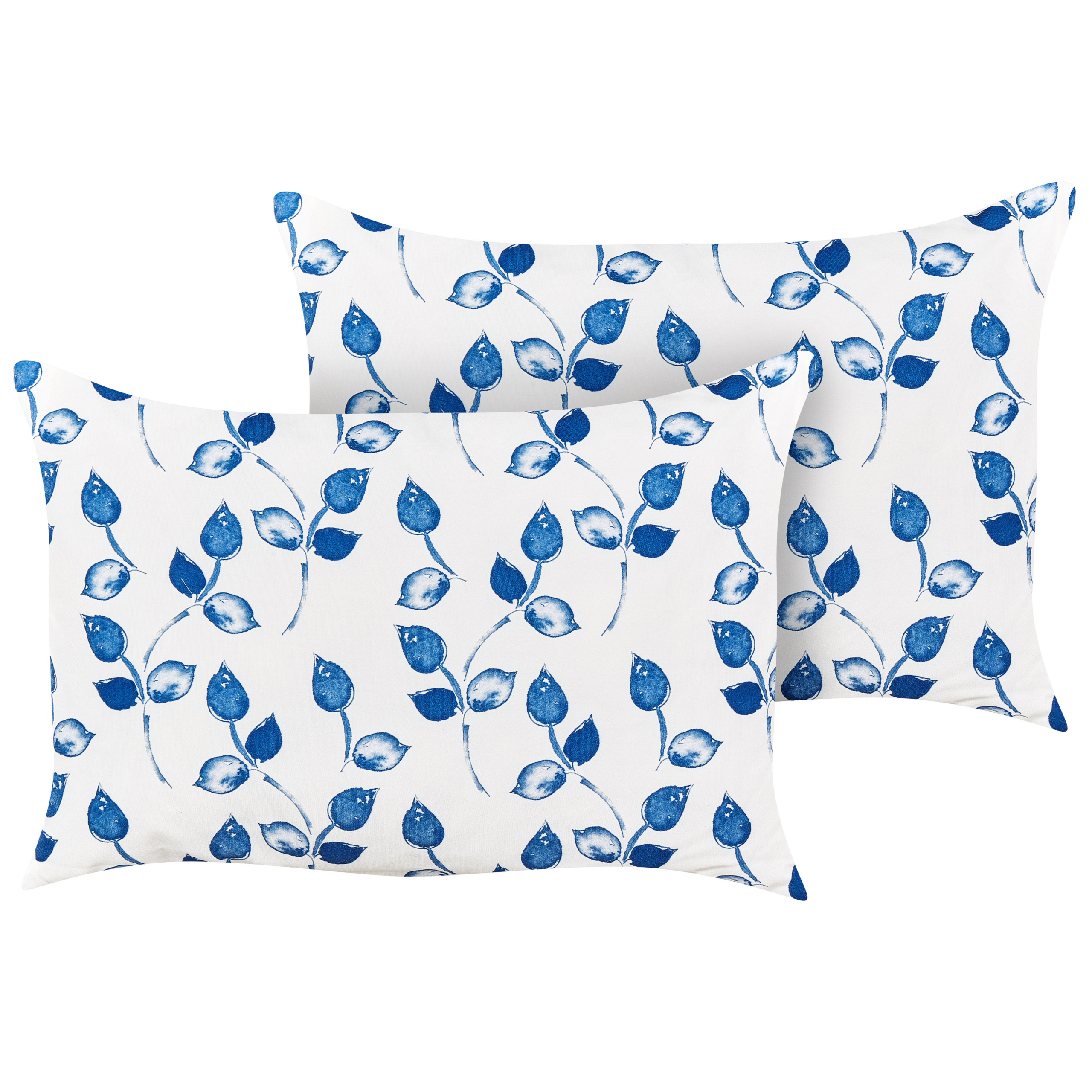 Set med 2 utomhusdynor TORBORA Växtmotiv 40 x 60 cm Vit Blå