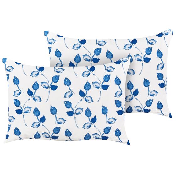 Set med 2 utomhusdynor TORBORA Växtmotiv 40 x 60 cm Vit Blå