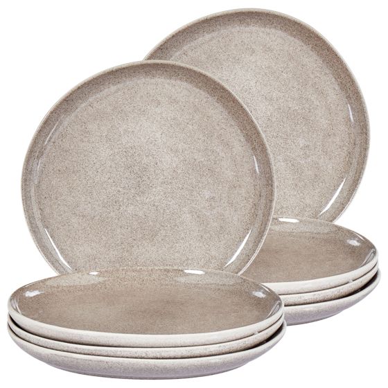 Set med 8 middagstallrikar COSTMARY Stengods Grå 27 cm