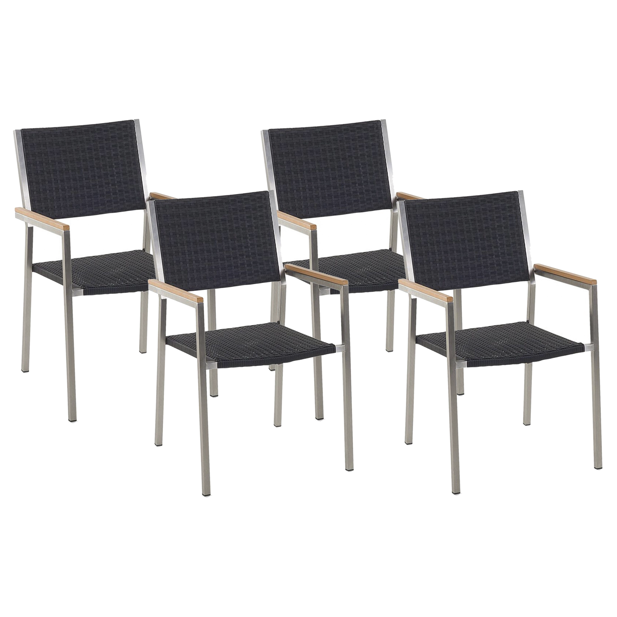 Set med 4 trädgårdsstolar GROSSETO Konstrotting Svart