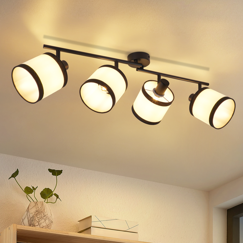 NETTLIFE taklampa i svart, vintagestil, e14, LED, 350° vridbar, sovrum, vardagsrum, kök, kontor, hall, utan glödlampa