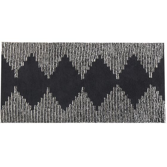 Matta BATHINDA Svart/ Vit 80 x 150 cm Bomull