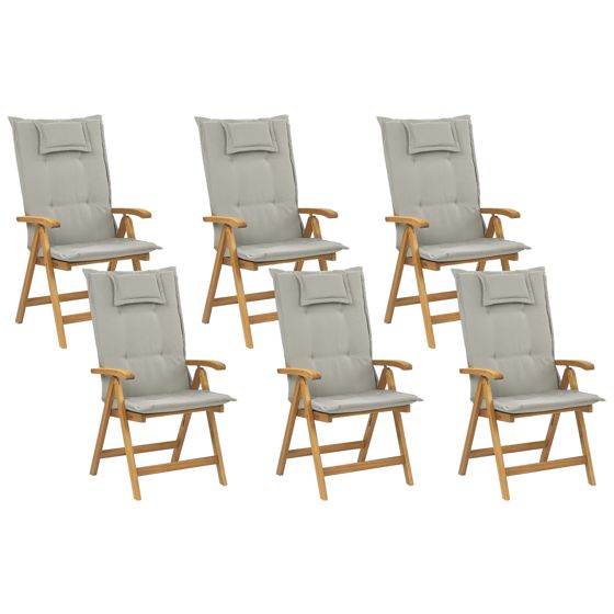 Set med 6 stolar med dynor JAVA Akaciaträ Taupe