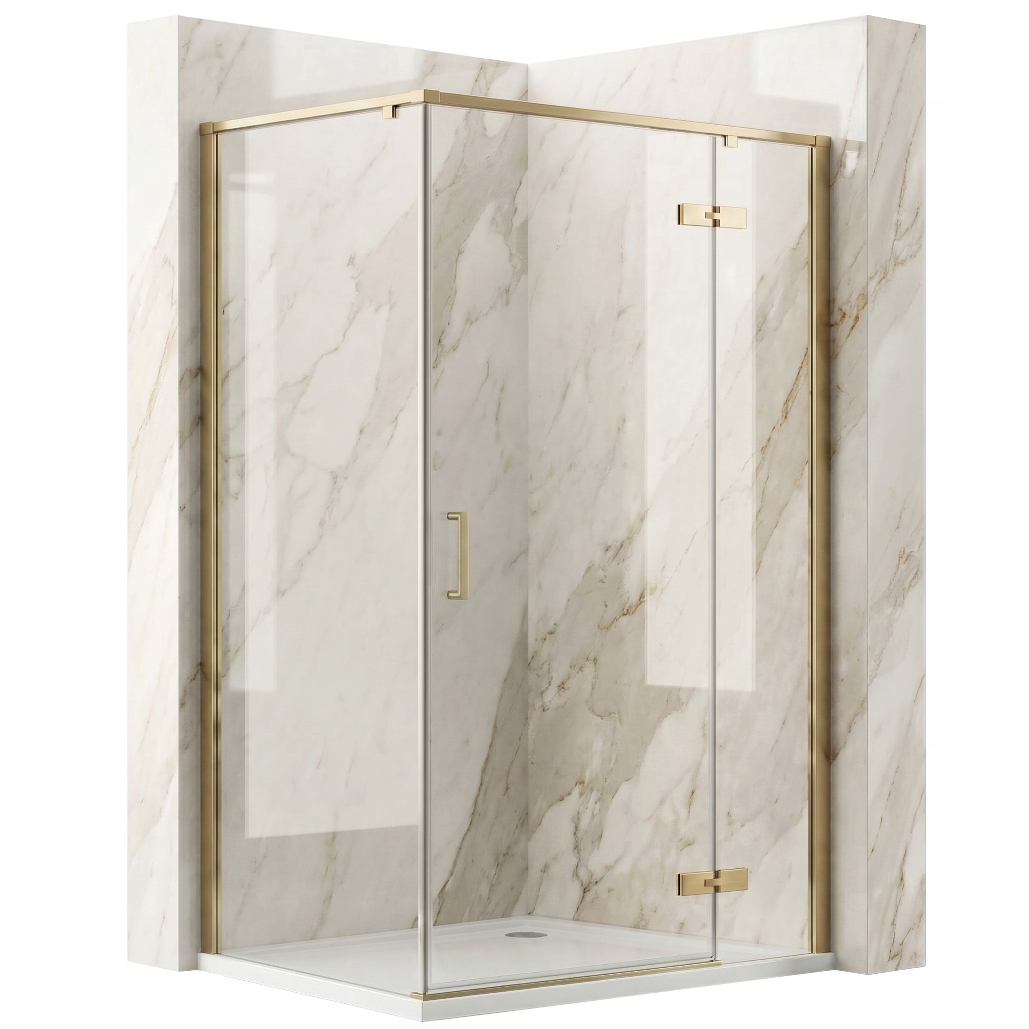 REA Duschkabin Bruno 90x120 Borstat Guld, 88,5x118,5x195cm