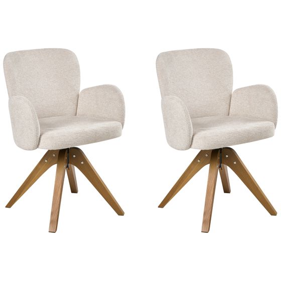 Set med 2 matstolar Vridbar JEAN Ljusbeige