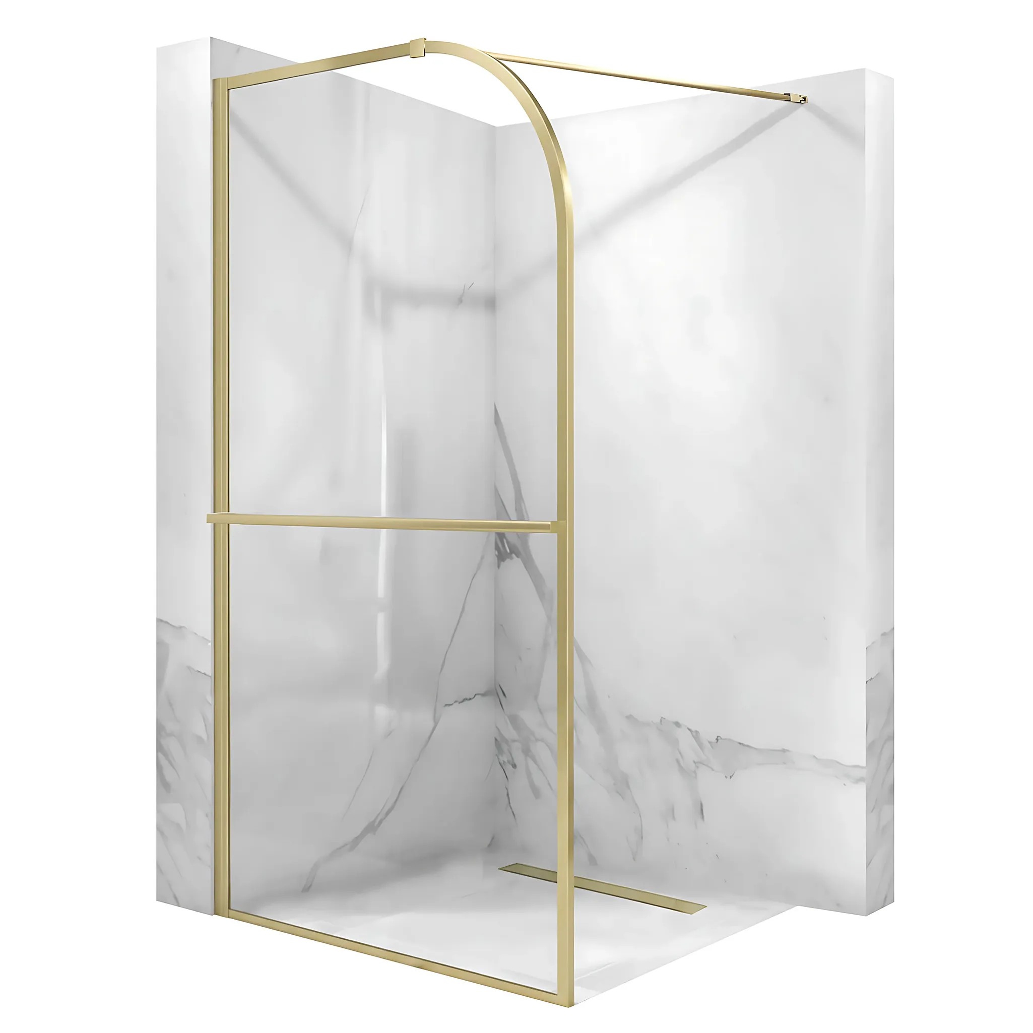 REA Duschvägg Sky 100 Borstat Guld, 0,8x100x200cm