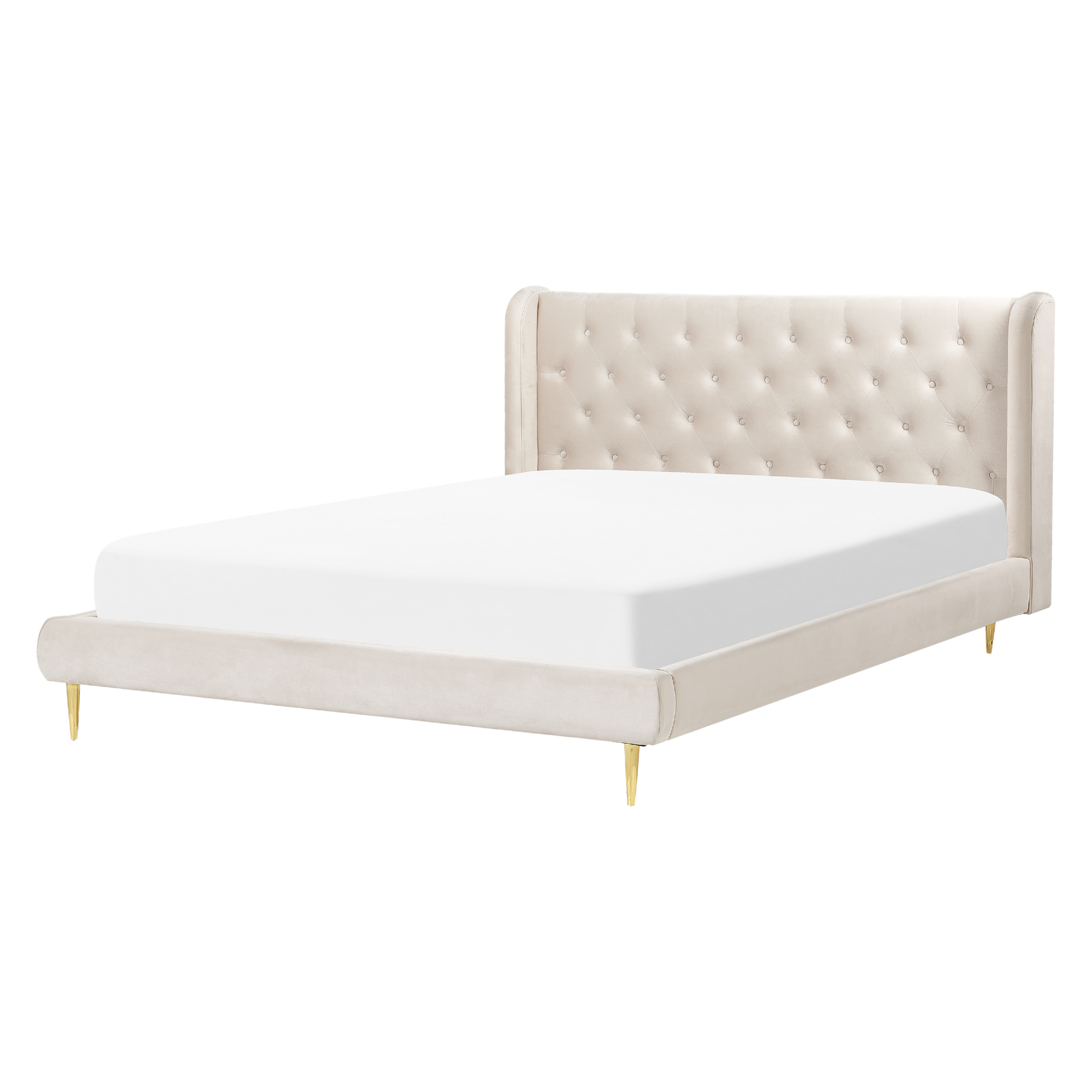 Säng med lamellram Sammet FORBACH 160 x 200 cm Beige