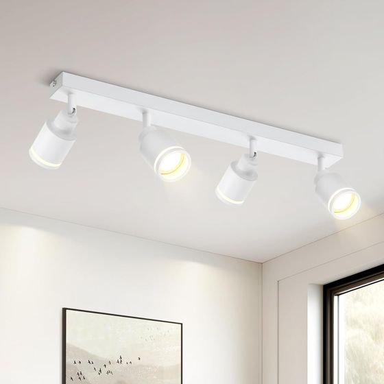 NETTLIFE modern vit taklampa: 4 justerbara metallspotlights i taket, GU10 taklampa, för sovrum utan glödlampa