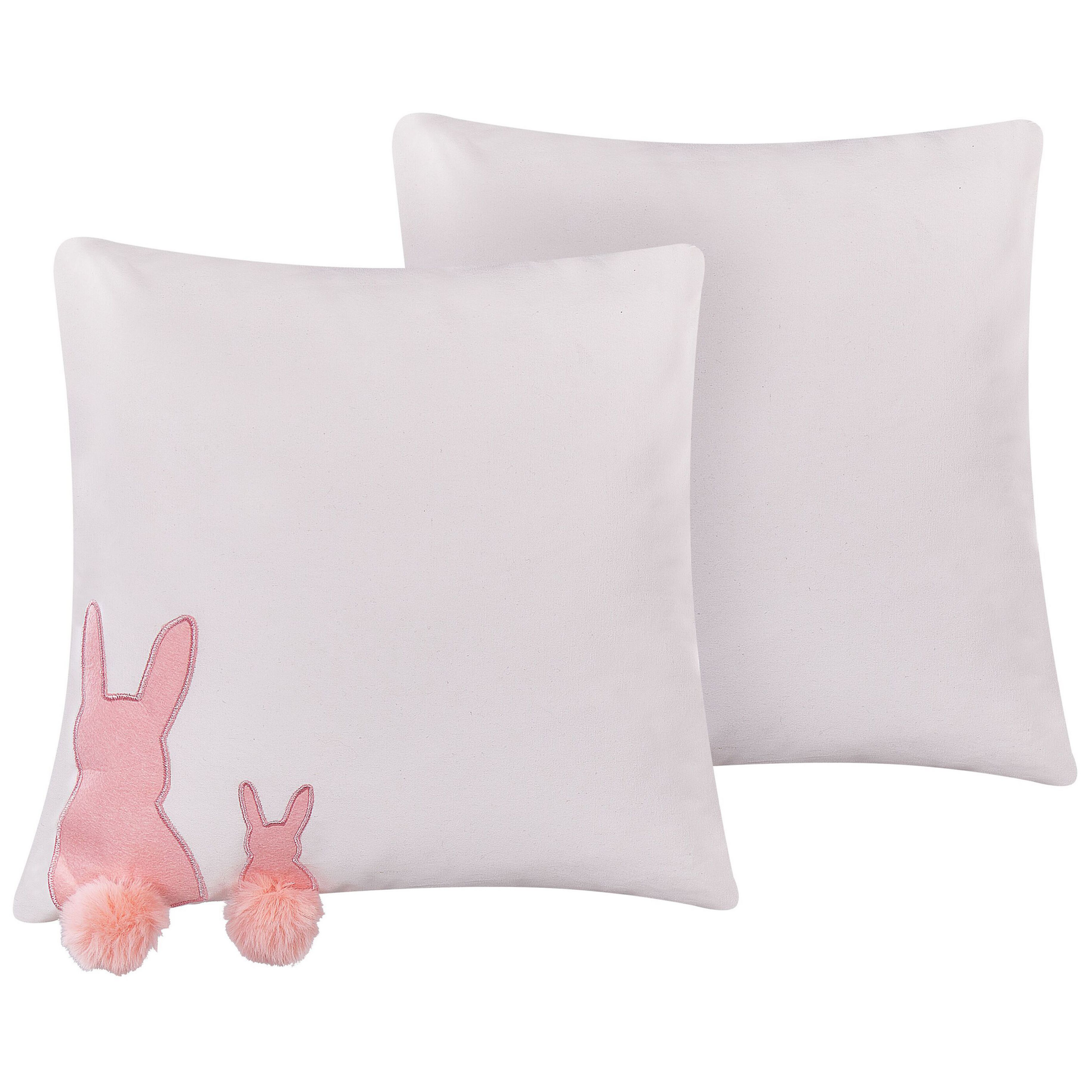 Set med 2 prydnadskuddar PHLOX 45 x 45 cm Bomull Vit