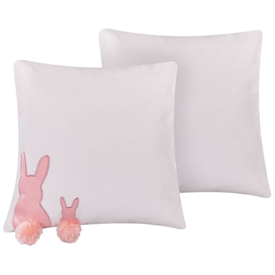 Set med 2 prydnadskuddar PHLOX 45 x 45 cm Bomull Vit