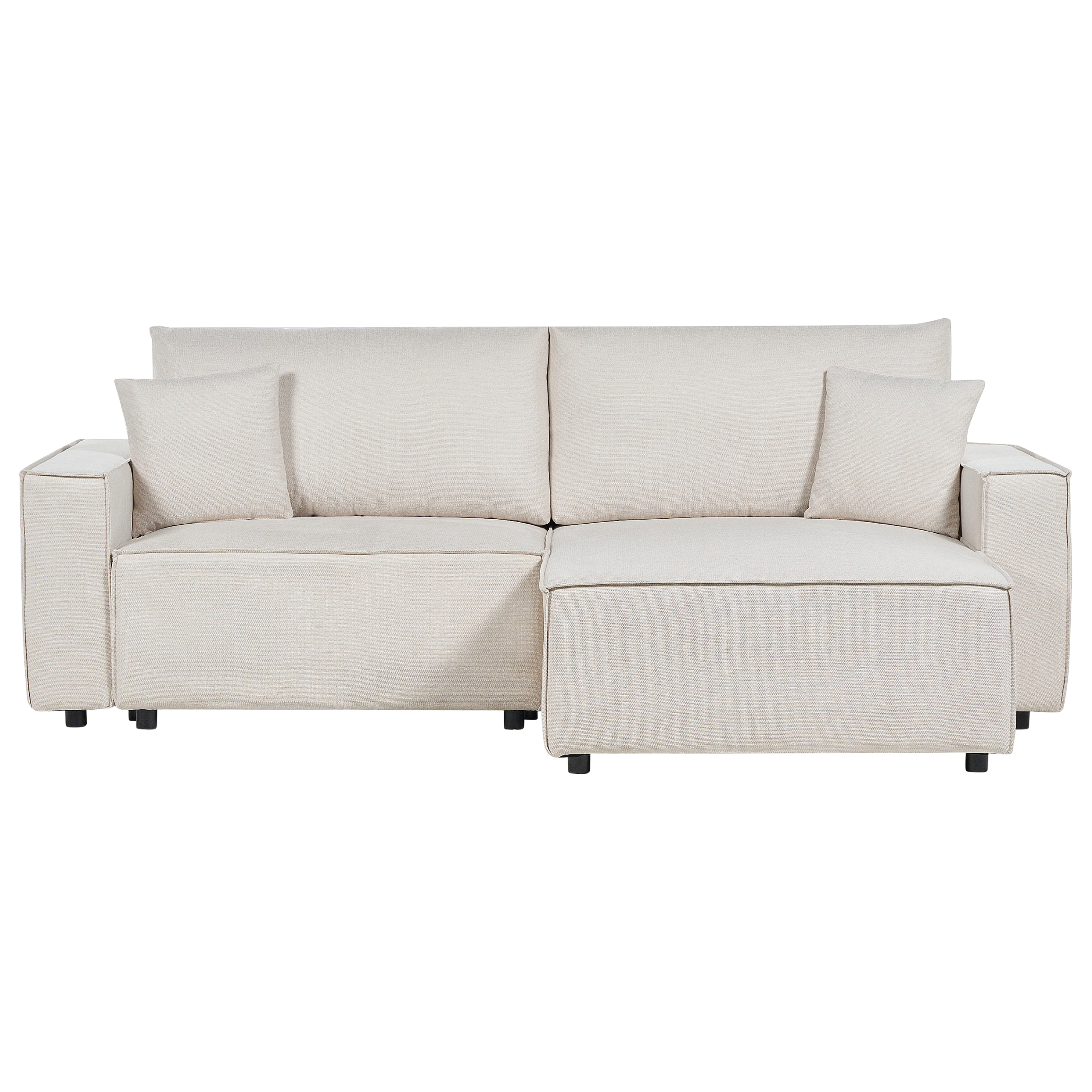 Bäddsoffa 3-sits KARILA med förvaring Ljusbeige Vänstervänd