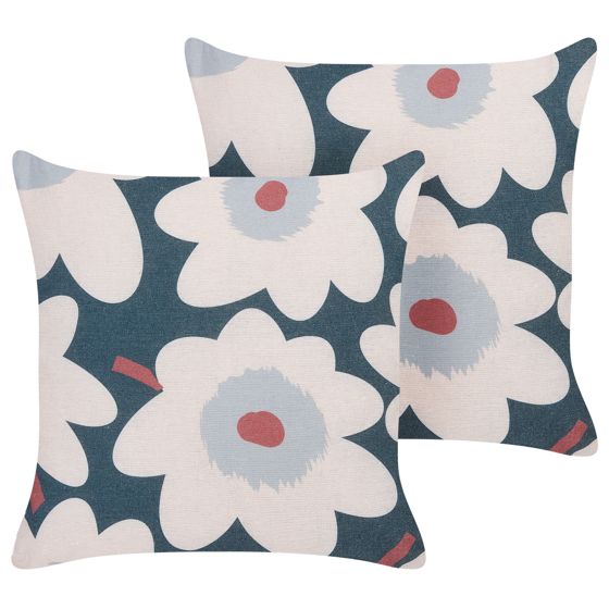 Set med 2 prydnadskuddar SESBANIA 45 x 45 cm Flerfärgad Blommigt tryck