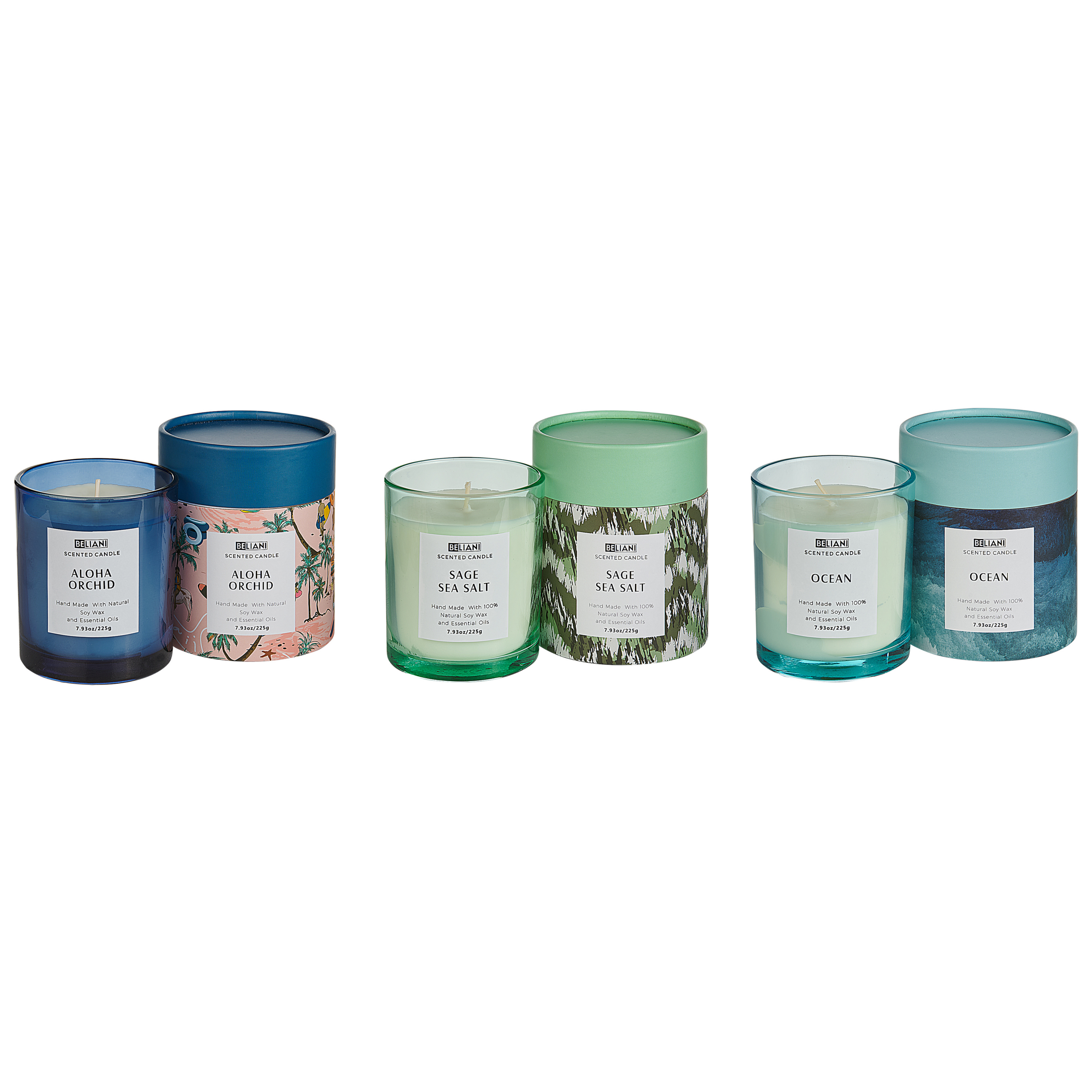 Doftljus 3-pack COLORFUL BARREL Sojavax Friska doftnoter Blommiga doftnoter