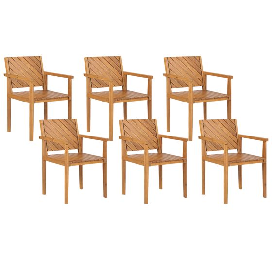 Set med 6 trädgårdsstolar BARATTI Akaciaträ Brun