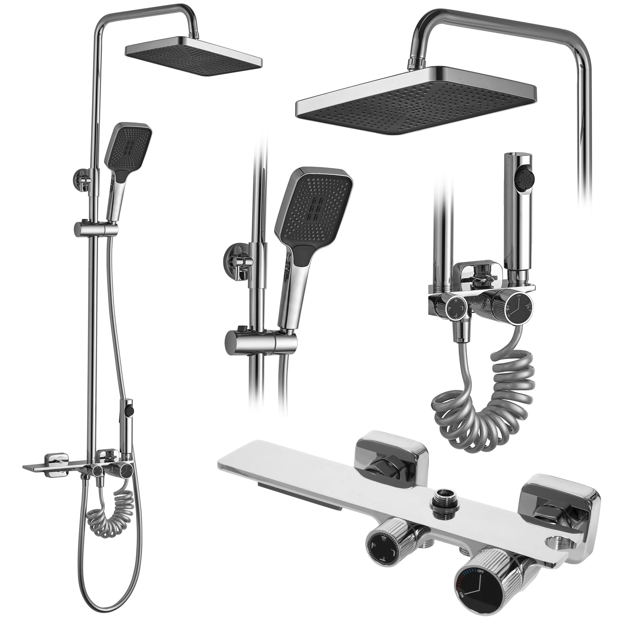 REA duschset HELIX , Krom, 38x30x114,5cm
