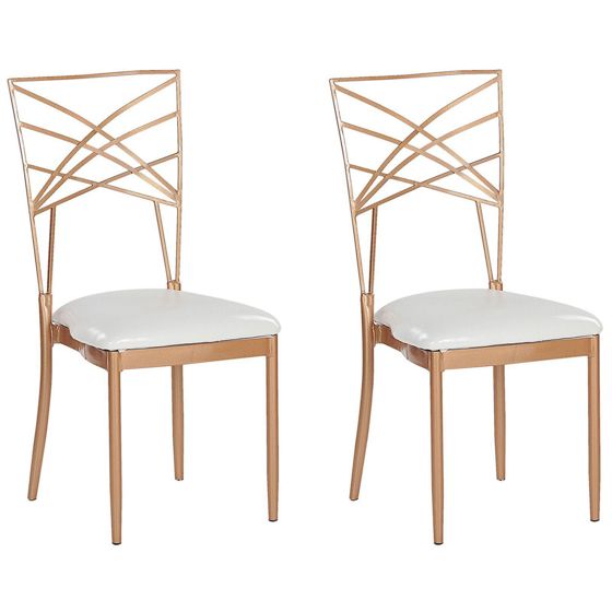 Set med 2 matstolar GIRARD Metall Roséguld
