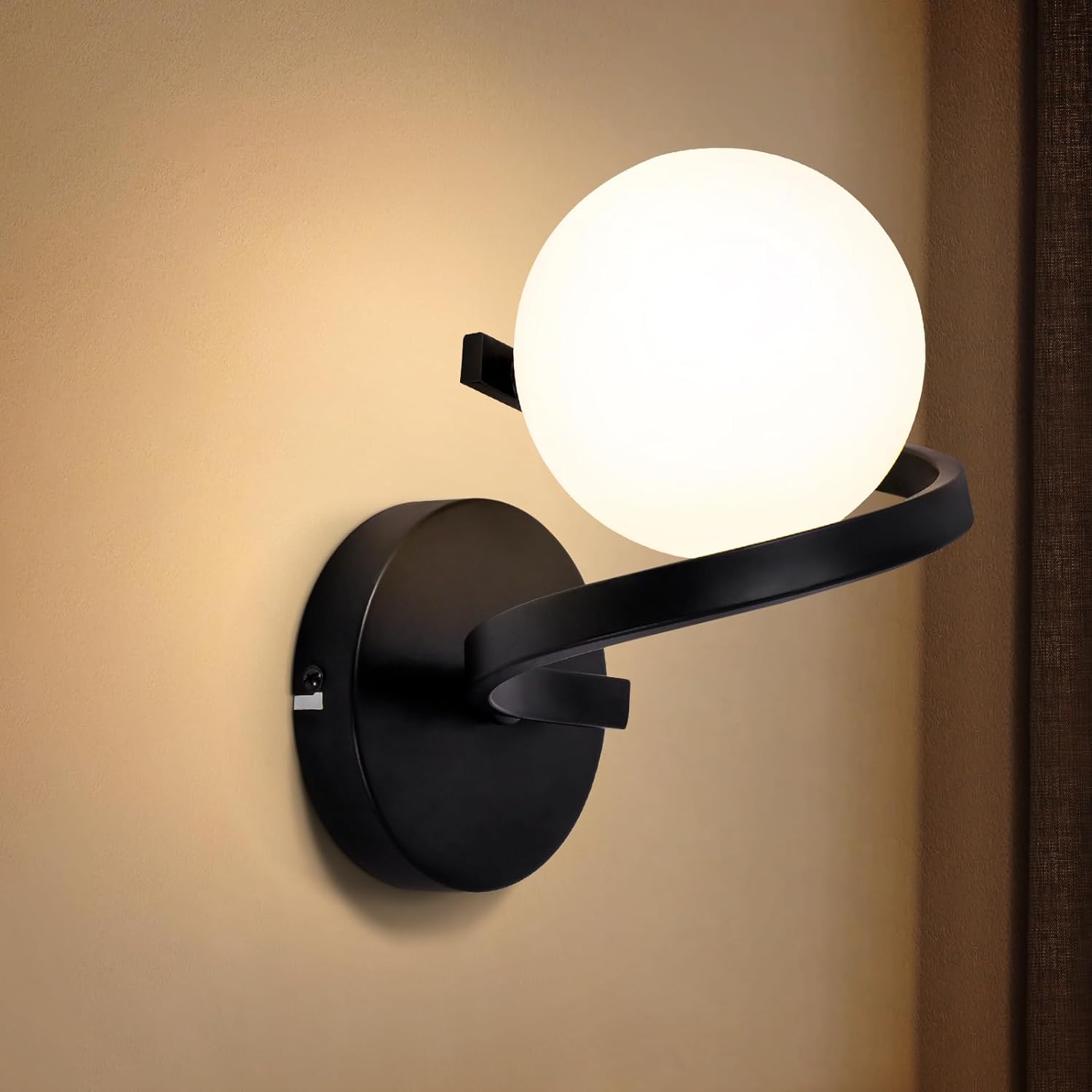 NETTLIFEBadrum, vägglampa, väggspotlight, glaskula, G9, svart, väggfäste, 1 låga Vit, inomhuslampa