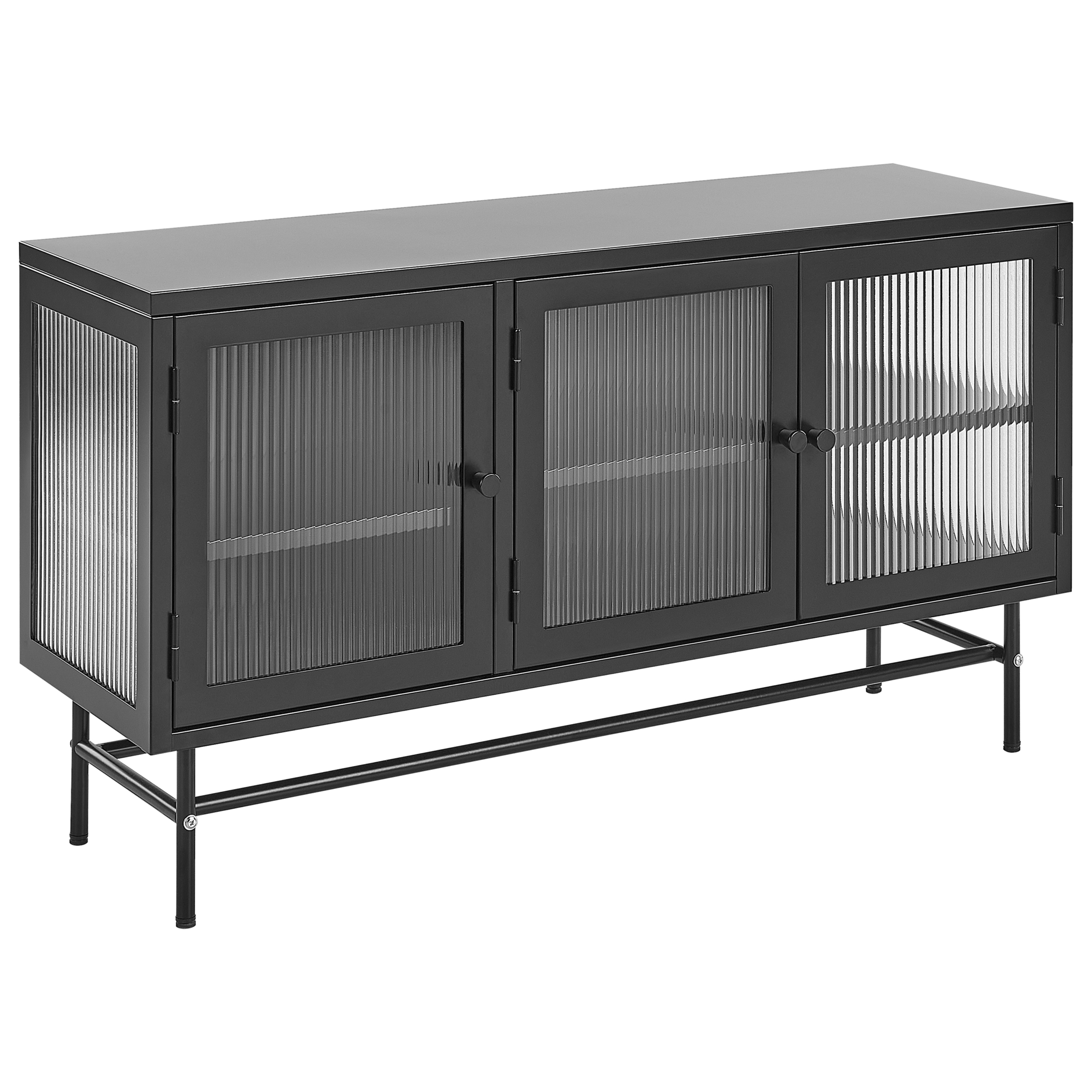 Vitrinskänk i glas DEVON 115 cm Metall Svart