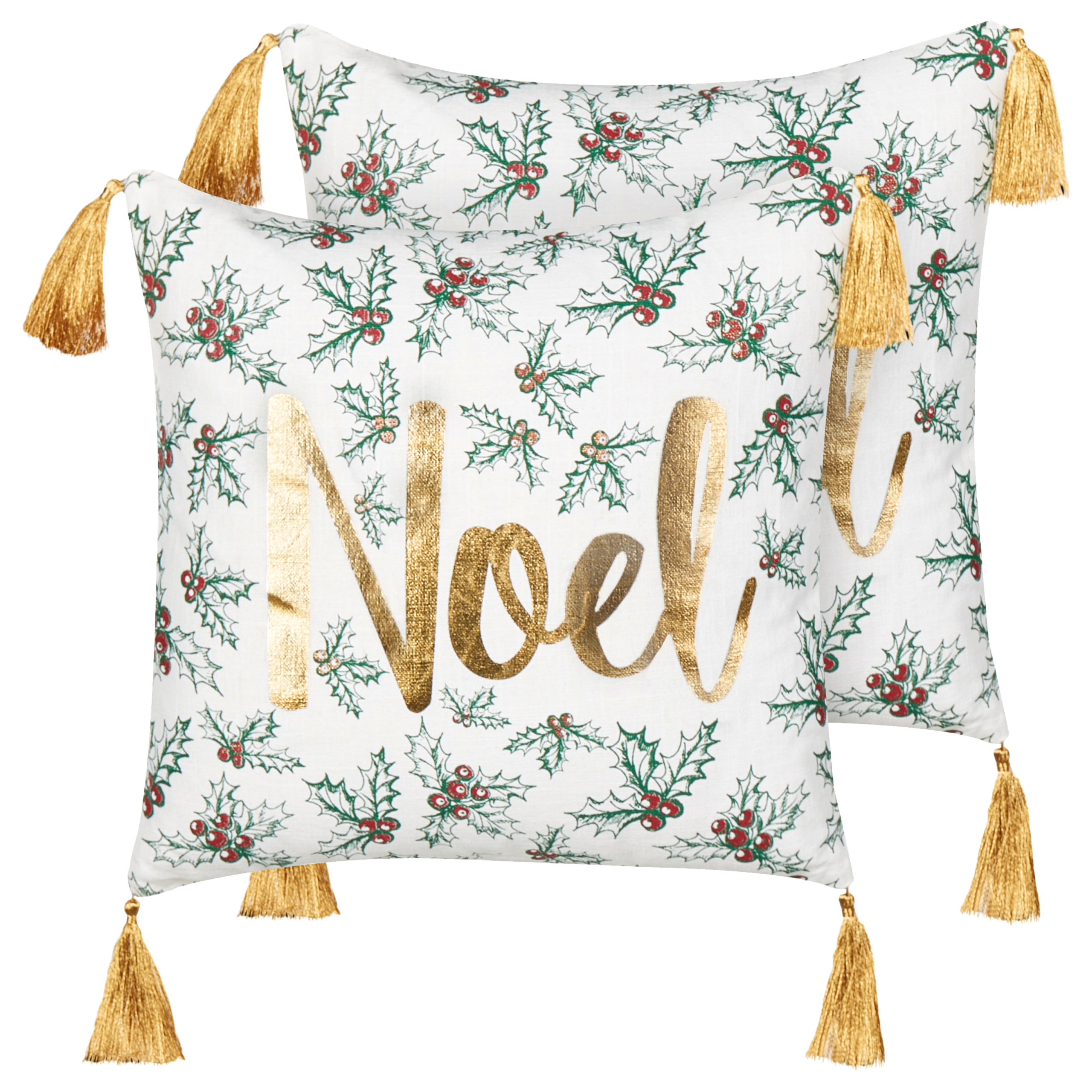 Set med 2 prydnadskuddar ZAMIA 45 x 45 cm Bomull Vit Julmotiv