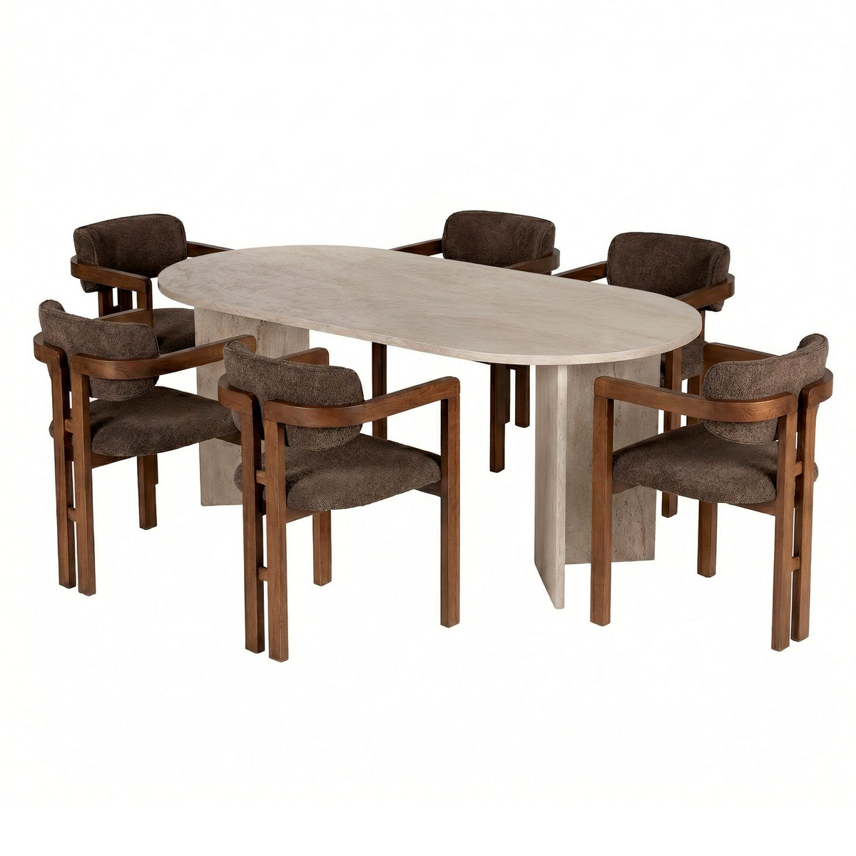 Norda Design Elegant 7-delars matgrupp, melaminbelagd, ram i bokträ, lättskött klädsel, modern design