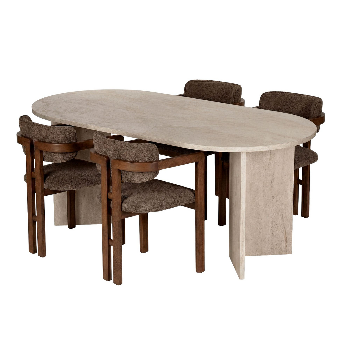 Norda Design Elegant 5-delars matgrupp med bord och stolar | 100 % melamin, lättskött tyg