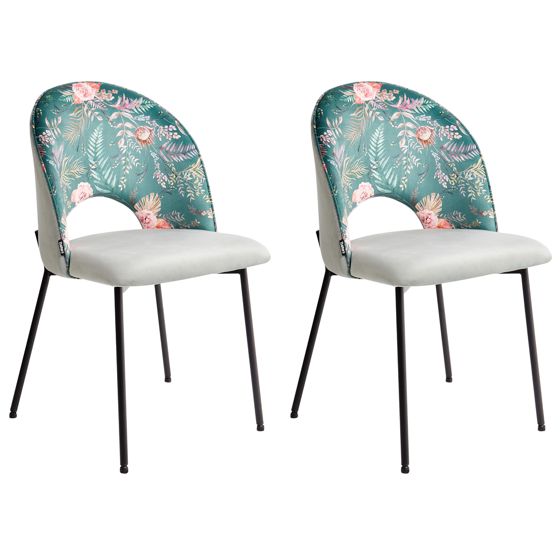 Set med 2 matstolar COVELO Sammet Mintgrön