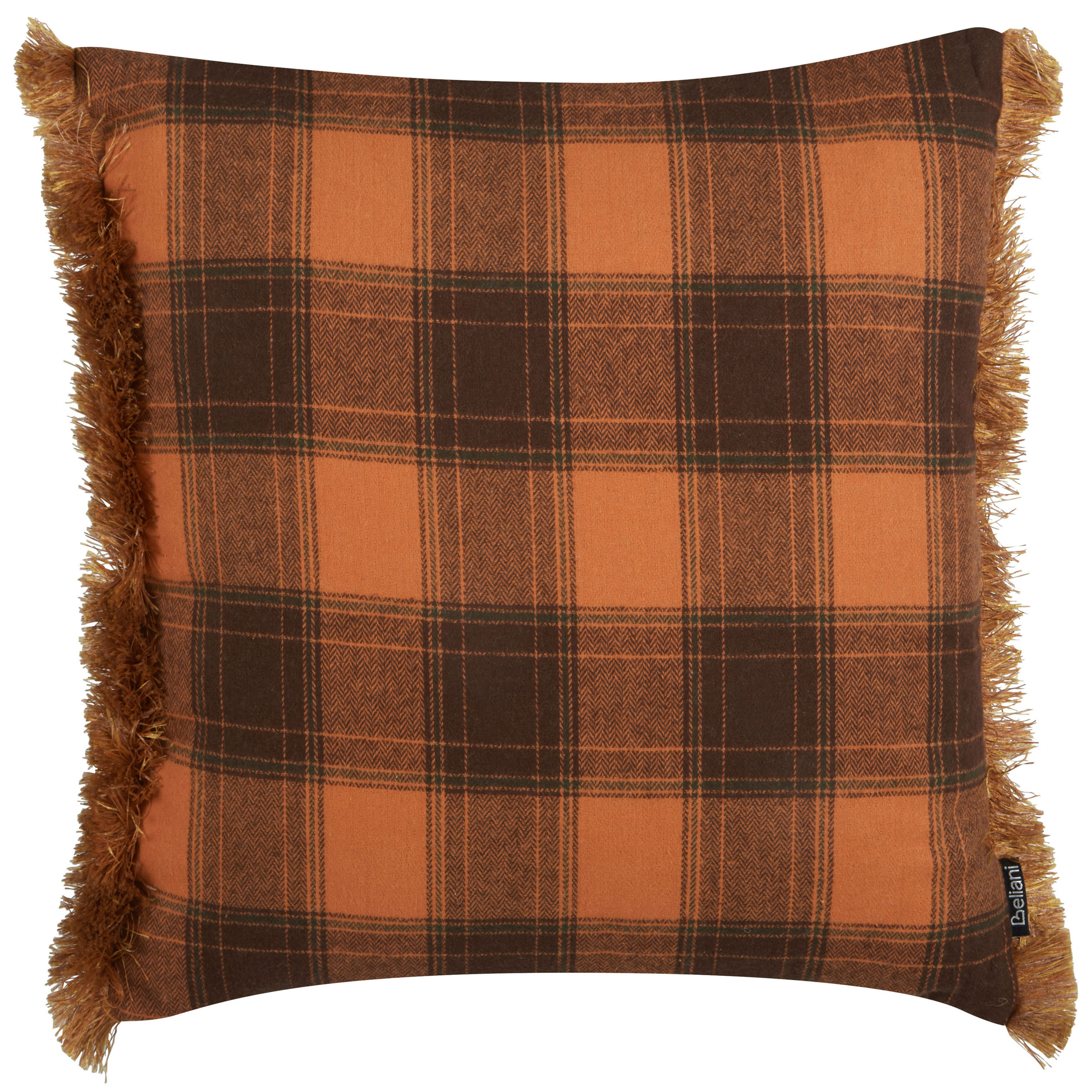Prydnadskudde BARJA 45 x 45 cm Orange Rutigt tryck