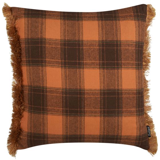 Prydnadskudde BARJA 45 x 45 cm Orange Rutigt tryck