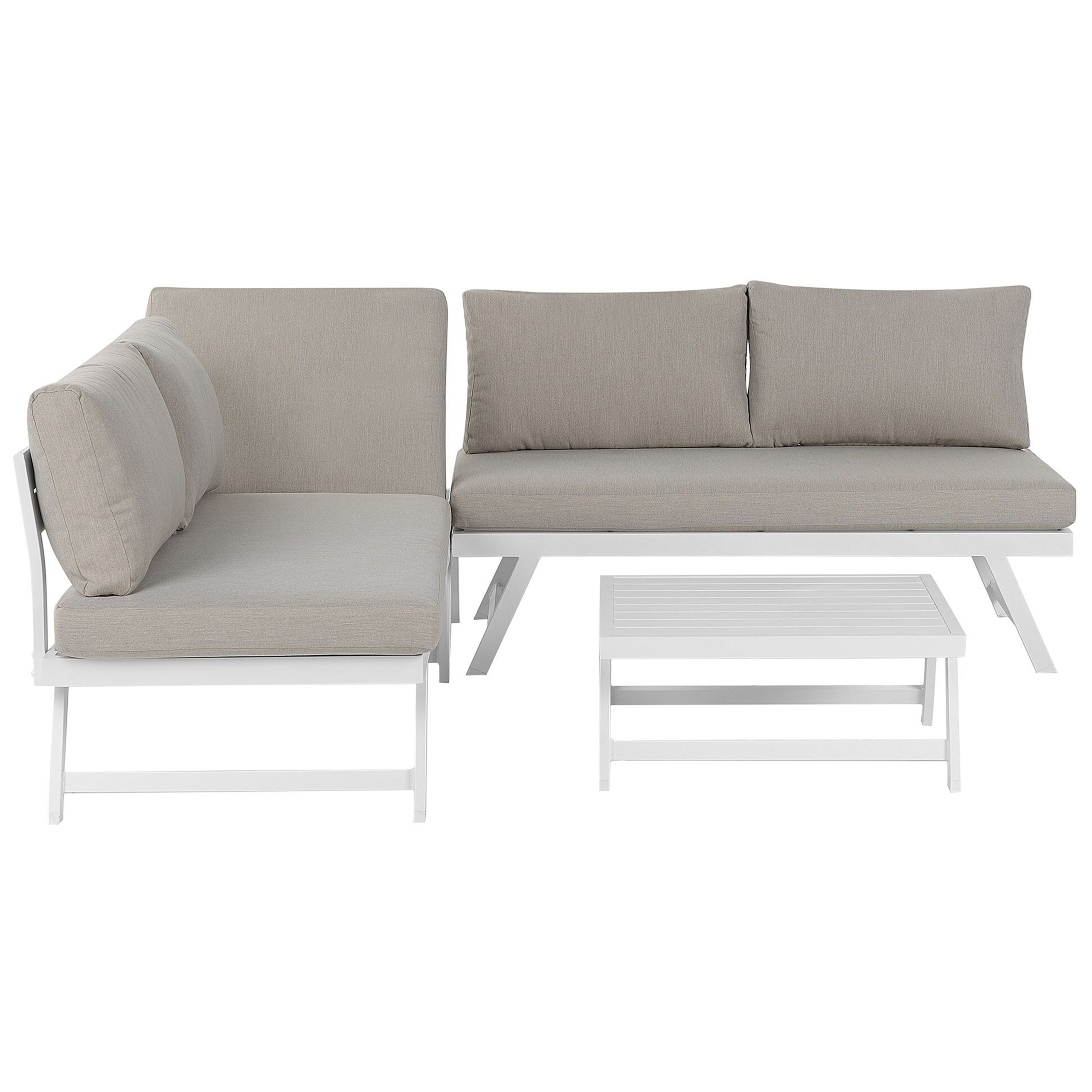 Trädgårdshörnsoffa med bord 5-sits COCCORINO Metall Taupe