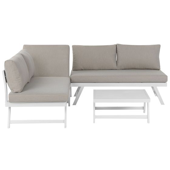 Trädgårdshörnsoffa med bord 5-sits COCCORINO Metall Taupe