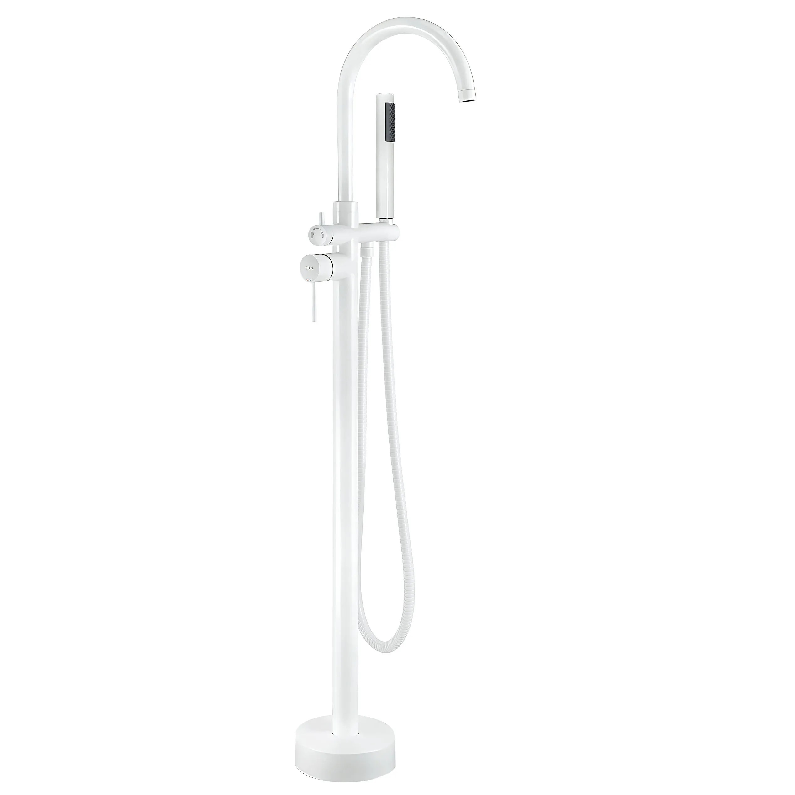 REA Golvmonterad Badkarsblandare Lungo Vit, 26x20,5x110,5cm