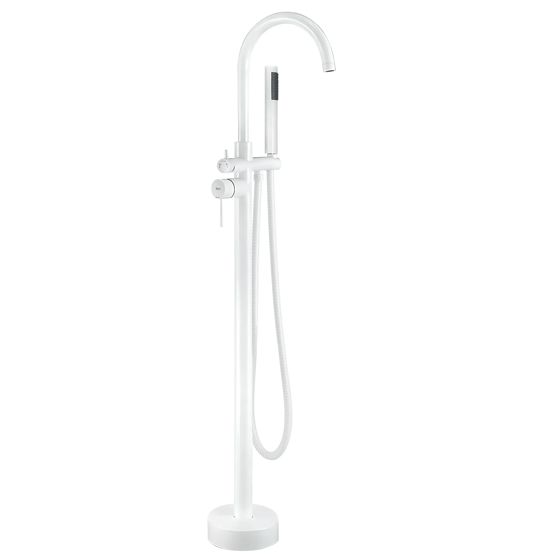 REA Golvmonterad Badkarsblandare Lungo Vit, 26x20,5x110,5cm