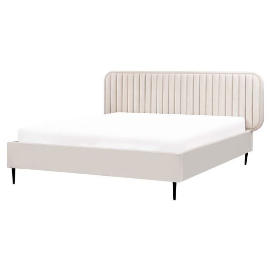 Säng med lamellram Sammet BRIN 160 x 200 cm Beige