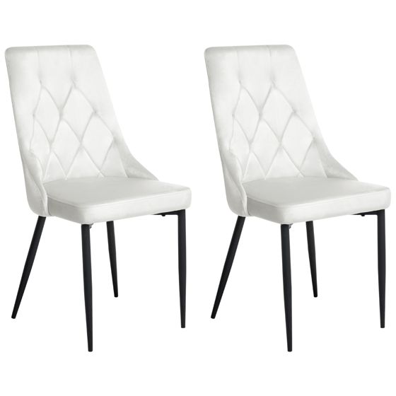 Set med 2 matstolar AVENIR Sammet Off-White