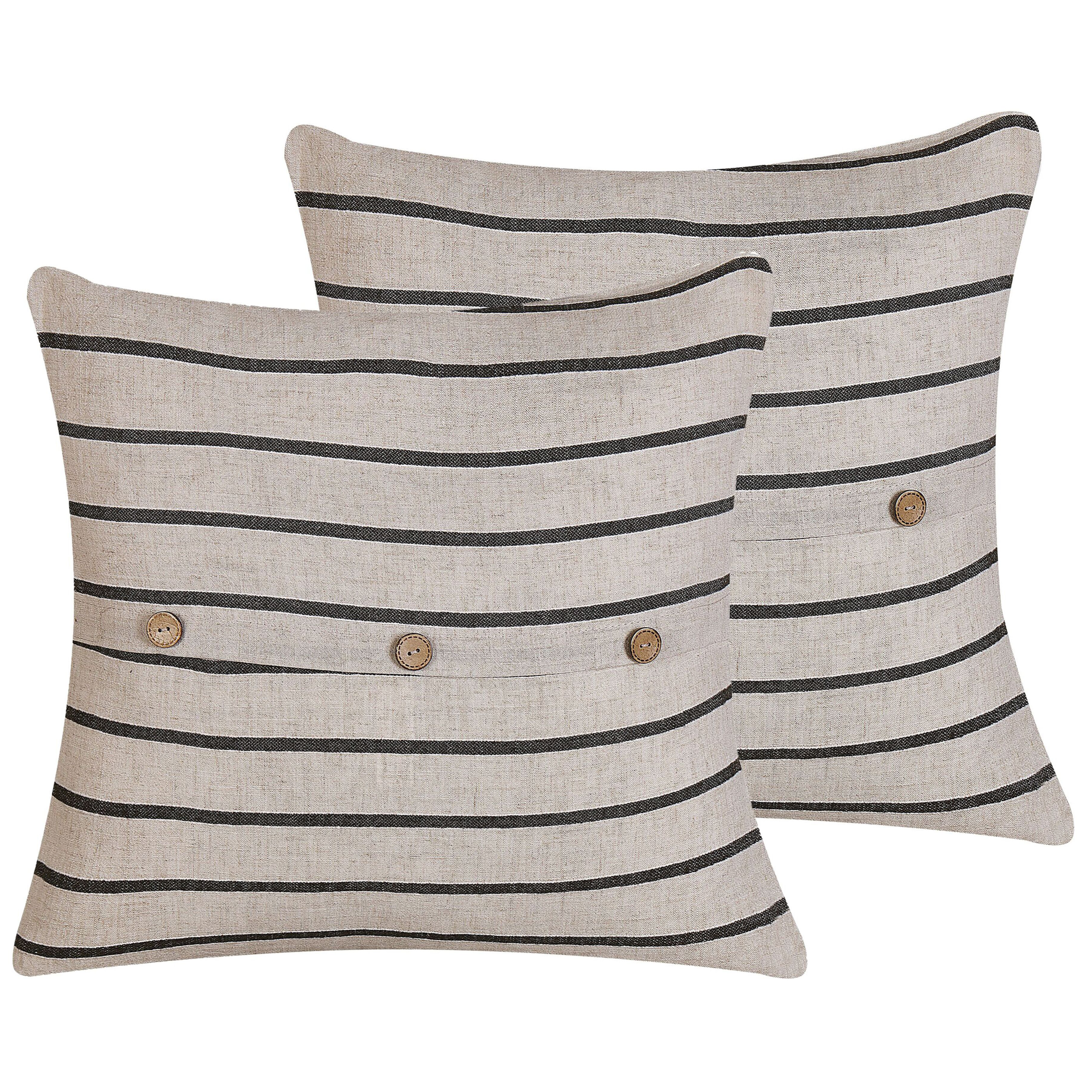 Set med 2 prydnadskuddar CYNARA 43 x 43 cm Bomull Beige Randigt
