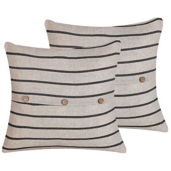 Set med 2 prydnadskuddar CYNARA 43 x 43 cm Bomull Beige Randigt